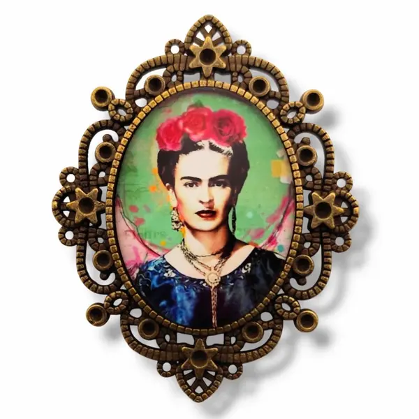 Broche talisman féminin esprit frida - bijou symbolique artistique - cadeau vintage poétique.
