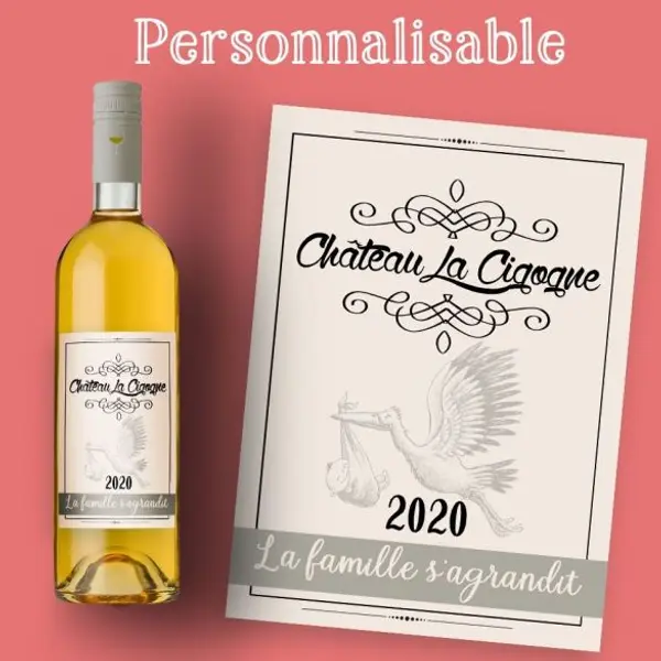 Etiquette bouteille de vin personnalisable pour annonce originale|annonce grossesse