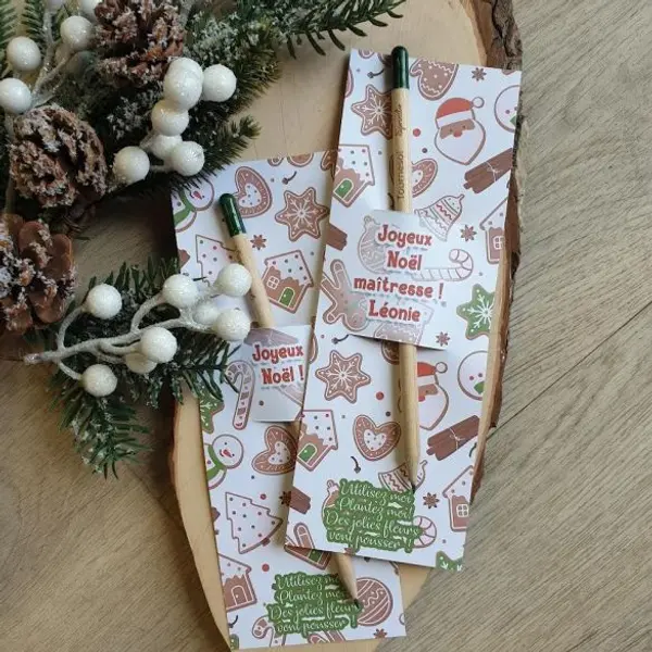 Crayon à planter avec emballage personnalisé Noël
