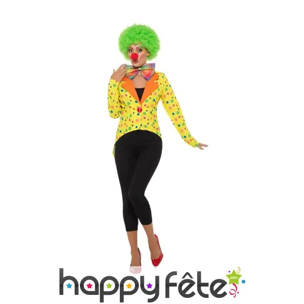 Veste jaune de clown à pois pour femme