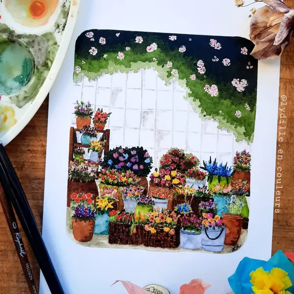 Tirage sur papier texturé 300g, 14,8*21cm (a5), fleuriste iv