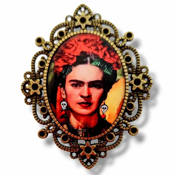 Broche esprit frida artiste mexicaine - portrait poétique frida kahlo artiste.