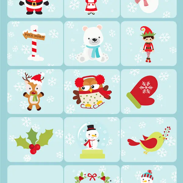 Jeu de mémoire modèle Noël personnalisé avec photo & prénom de l'enfant (30 pièces)