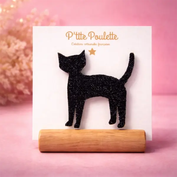 Broche chat pailletée– bijou fantaisie – accessoire veste pull – création artisanale française
