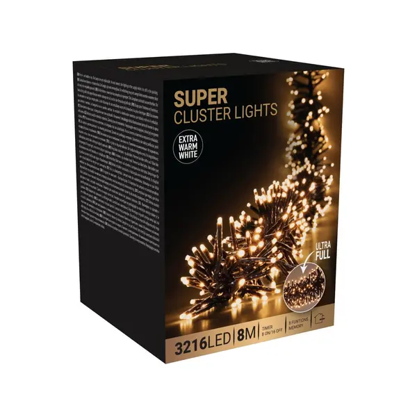 Guirlande Cluster 3216 LED blanc extra chaud
