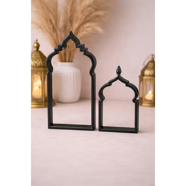 Lot de 2 cadres décoratifs islamiques – arche orientale minimaliste – décoration ramadan / eid – impression 3d moderne