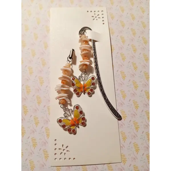 Duo marque-page & bijou de sac "papillon emaillé"