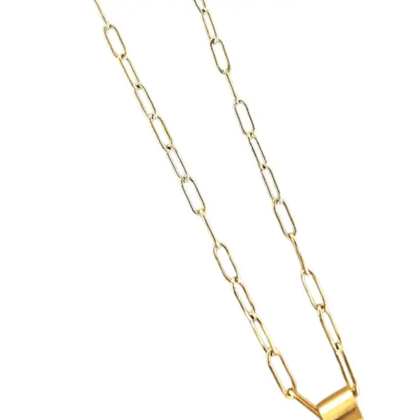 Collier mandala bleu métallisé & doré en acier inoxydable – peint à la main