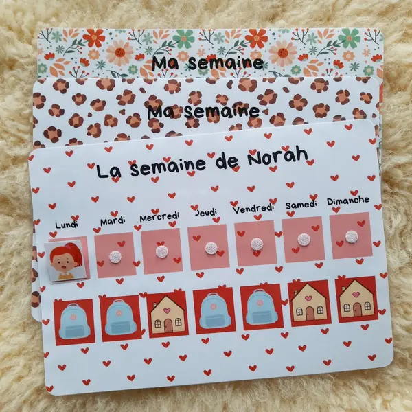 Semainier simplifié - se repérer dans les jours de la semaine - premier semainier - maternelle / nounou / crèche