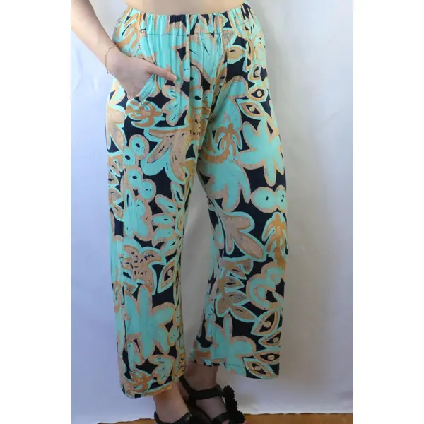 Pantalon léger motif tropical