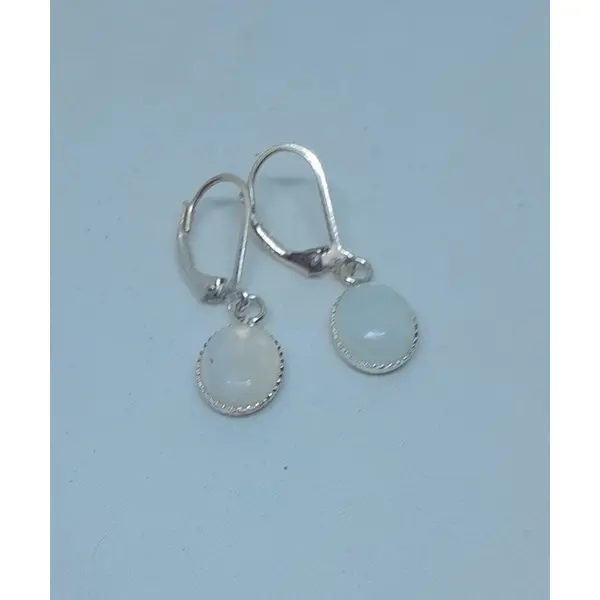 Boucles d'oreille dormeuses argent 925 et pierre de lune création unique