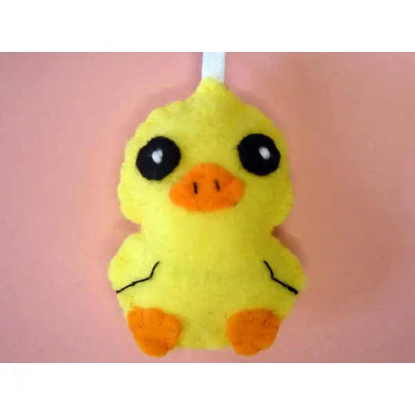 Porte clé canard jaune, breloque de sac kawaii en feutrine