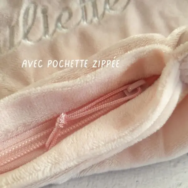Doudou hochet personnalisé Lapin rose