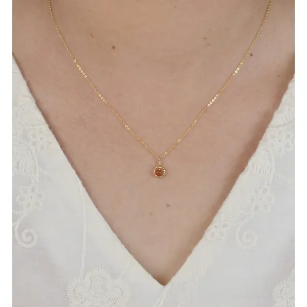 Collier fin en or laminé 14k, pendentif cercle martelé et jaspe rouge - collier fin en argent 925 ou en or