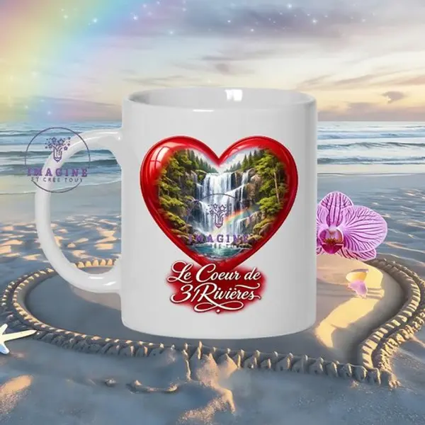 Mug - tasse - sublimation - impression infusible ink - cœur - 3/rivières - terre amérindienne