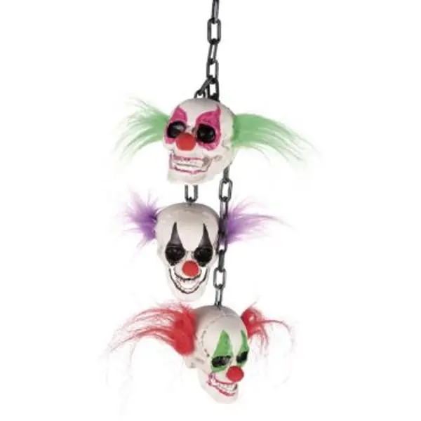 Décoration d'Hallowen - Chaîne avec têtes de Clown - 50 cm