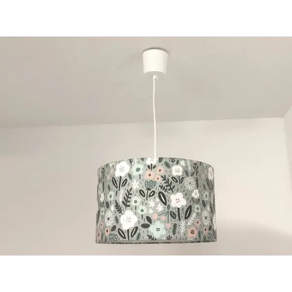 Abat-jour fleuri vert sauge – luminaire artisanal français, déco nature, romantique, campagne chic, bohème, salon chambre