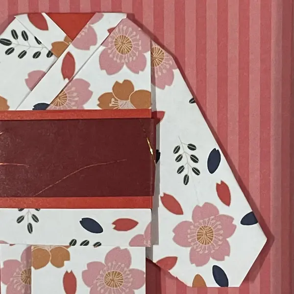 Cadre déco origami kimono fleurs roses