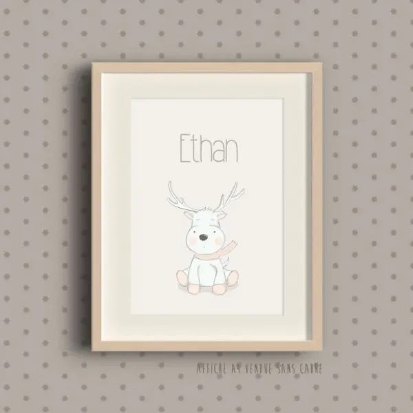 Affiche lama personnalisée pour chambre d’enfant avec prénom