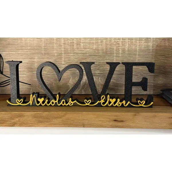 Mot à personnaliser love + prénoms - couleurs au choix - cadeau noël couple, saint-valentin, anniversaire