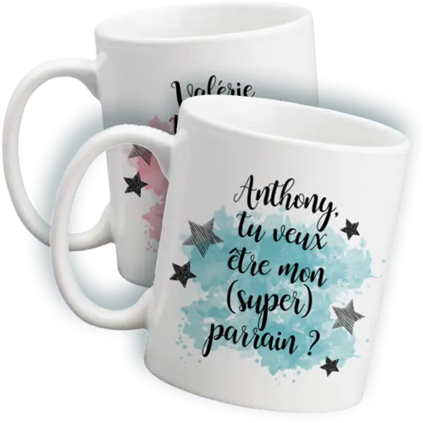 Mug personnalisable recto pour demande de parrain ou marraine