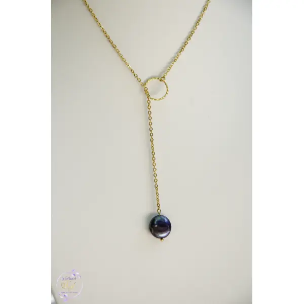 Collier "selena" code : destock50 acier 316l et perle d'eau douce 44 cm bijoux femme assembler mains (a667)