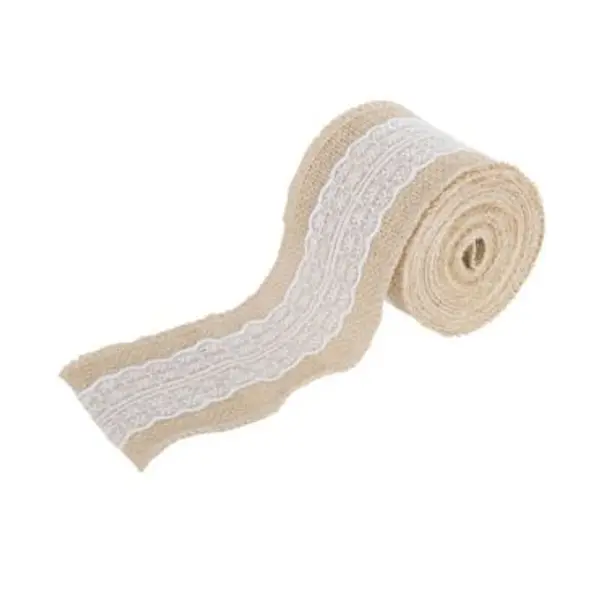 Ruban en toile de jute et dentelle 8 cm