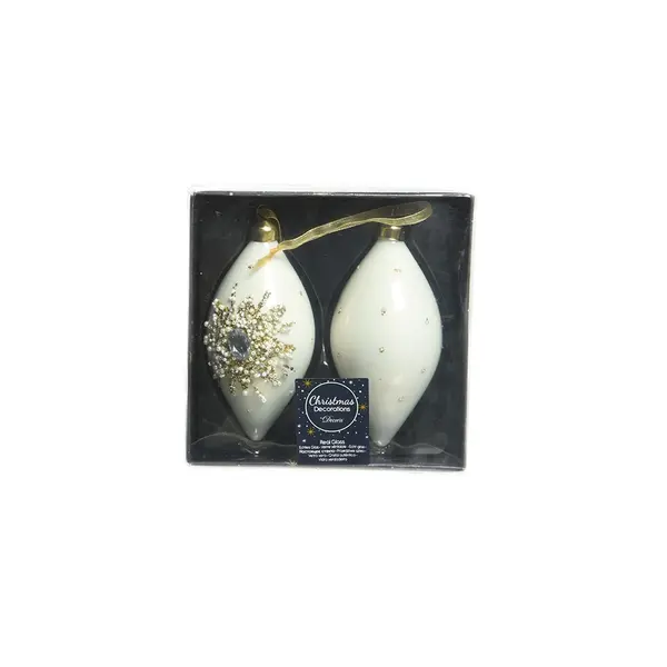 2 Olives en verre argentées 12cm