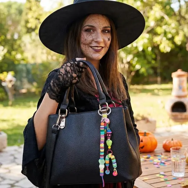Porte cles halloween multicolore tête de morts bijou de sac décalé festif unique