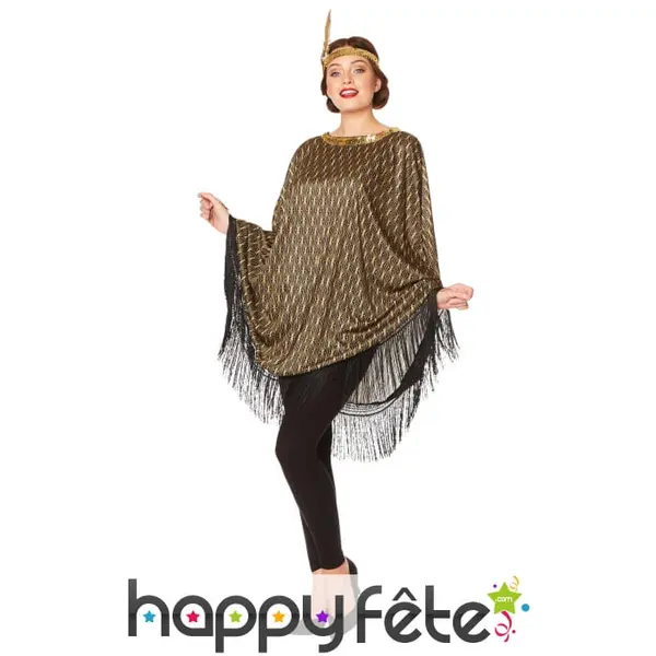 Poncho charleston doré avec bandeau