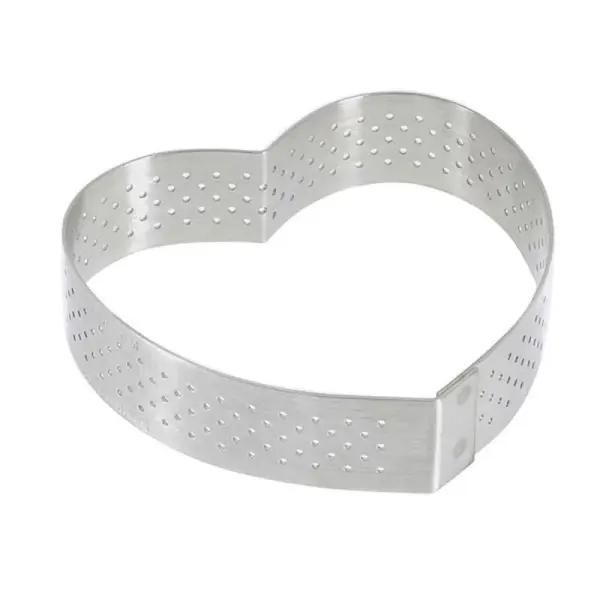 Cercle à tarte cœur perforé inox H 2 cm De Buyer