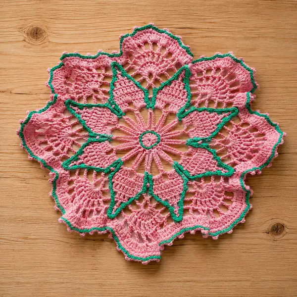 Napperon bohème au crochet " cœur de sakura "