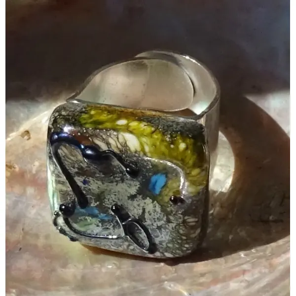 Bague, verre filé, lampwork, verre de murano, bag.1660