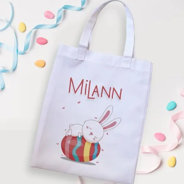 Tote bag Pâques modèle Lapin sur son oeuf