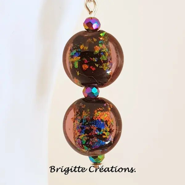 Boucles d'oreilles réalisées en perles de verre artisanales "lampwork".