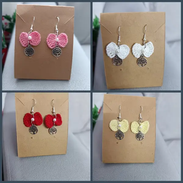 Boucles d'oreilles nœud crochet et arbre de vie, bijoux faits main, couleur au choix