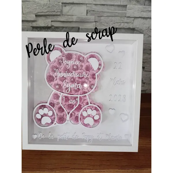 Cadre 3d floral , naissance , cadeau baptême