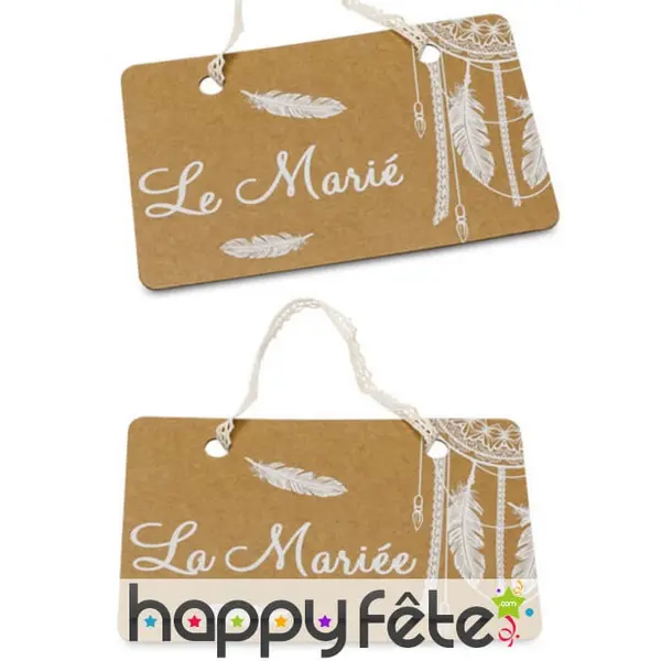 Etiquette Dos de chaise de mariés de 13x20cm, kraft