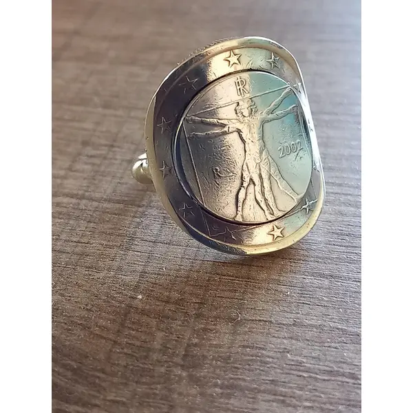 Bague 1 euro " l'homme de vitruve "