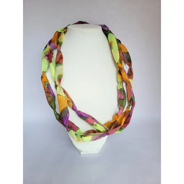 Collier en soie fleuri, collier multirangs