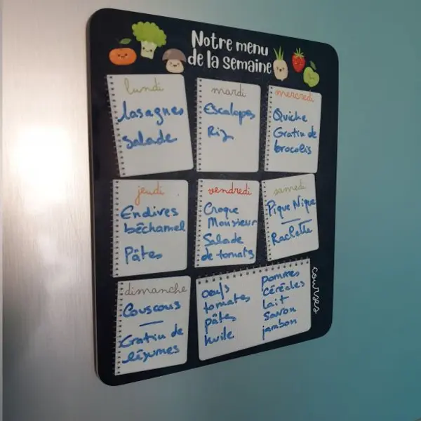 Planificateur de menus effaçable