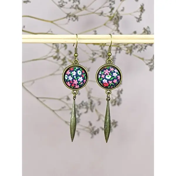 Boucles d'oreilles "tige" en tissu 75mm