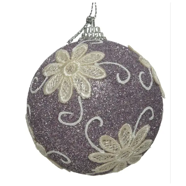 Boule paillettes et fleurs en dentelle