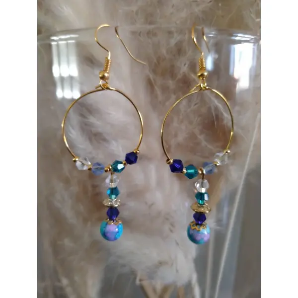 Boucles d'oreilles évasion bleue