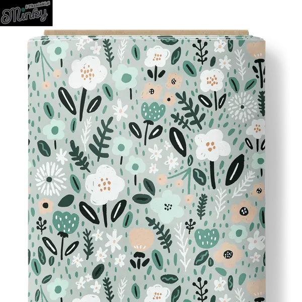 Abat-jour fleuri vert sauge – luminaire artisanal français, déco nature, romantique, campagne chic, bohème, salon chambre