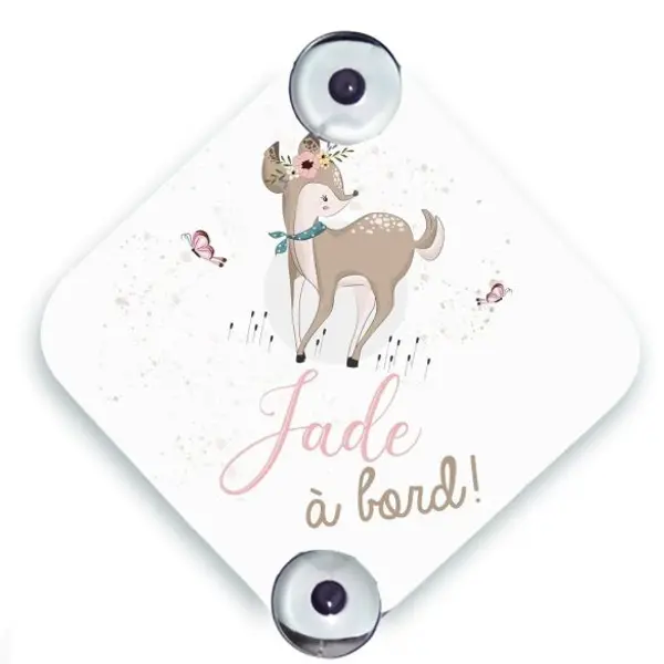 Bébé à bord personnalisé, pancarte à ventouse - Modèle Daim