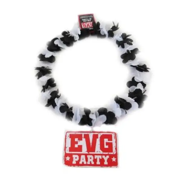Collier de fleurs - Enterrement de vie de garçon (EVG) noir et blanc