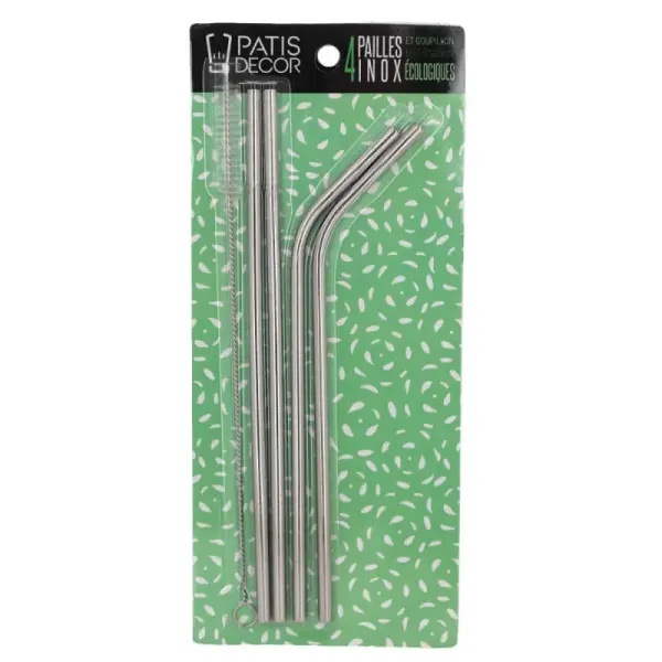 Paille en inox avec goupillon (x4)