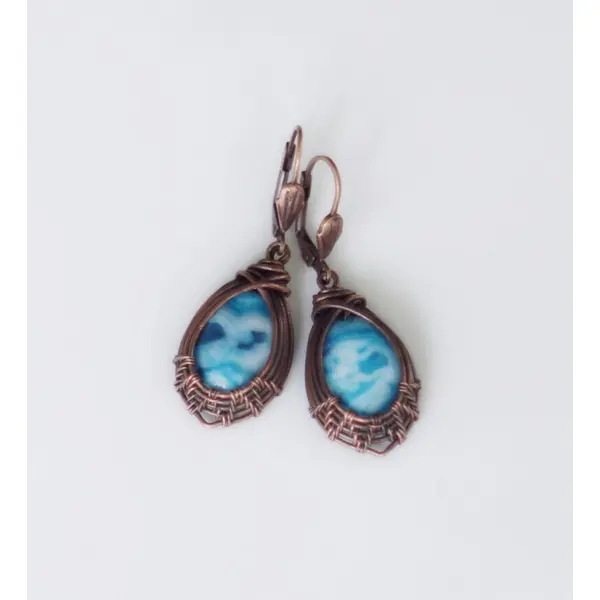 Boucles d'oreilles en pierre naturelle, boucles d'oreilles romantiques cuivre jaspe