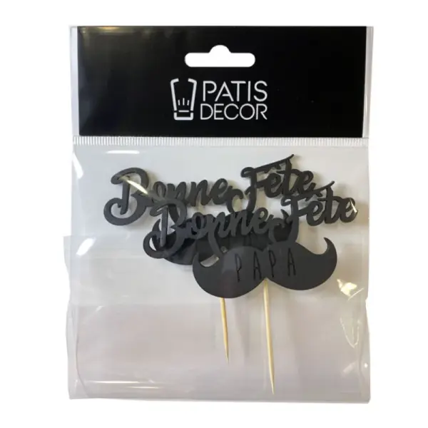 Cupcake Toppers Moustache "Bonne Fête Papa" (x 2)